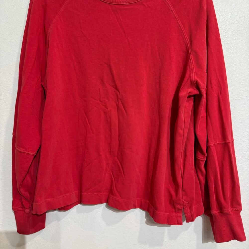 Madewell Coral Red Garment-Dyed Raglan Long Sleeve Sweatshirt Top Sz S - Picture 4 of 9
